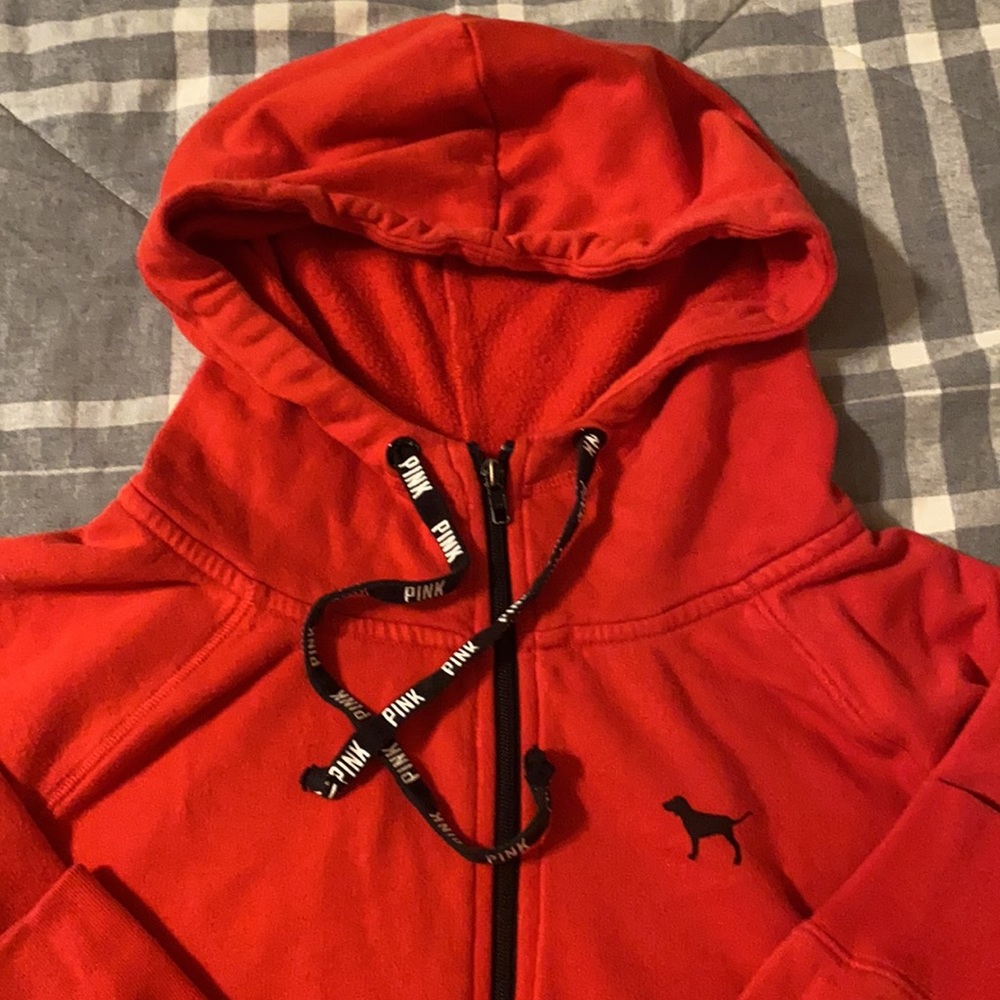 💕VS PINK Cowl Zip Up Sweatshirt (red) - M